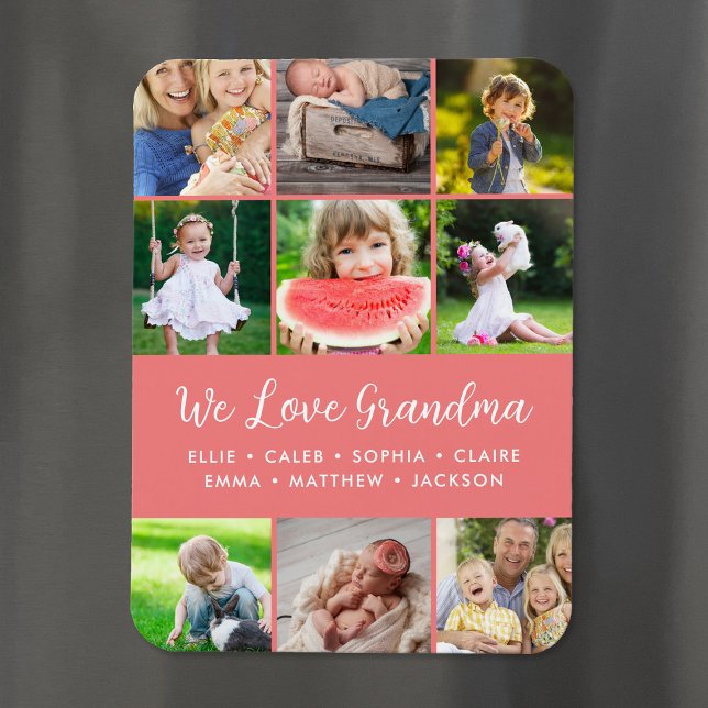 Magnet Flexible Petits-enfants personnalisés Noms 9 Photo Collage (Créateur téléchargé)