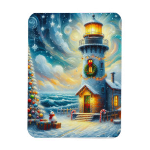 Magnet Flexible Phare de Noël Arbre Nautique Bleu Côtier