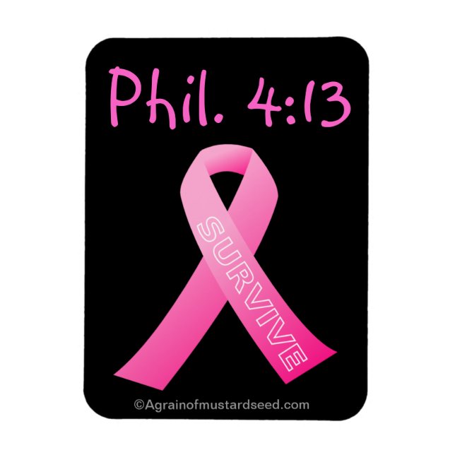 Magnet Flexible Phil 4:13 Survivre au ruban rose (Vertical)