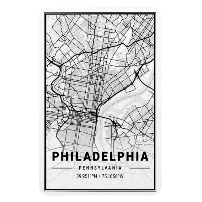 Magnet Flexible Philadelphie Pennsylvanie USA Travel City Map (Vertical)