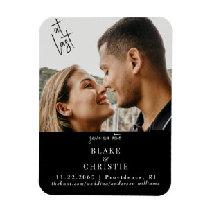 Magnet Flexible Photo à Dernier mariage noir Enregistrer la date