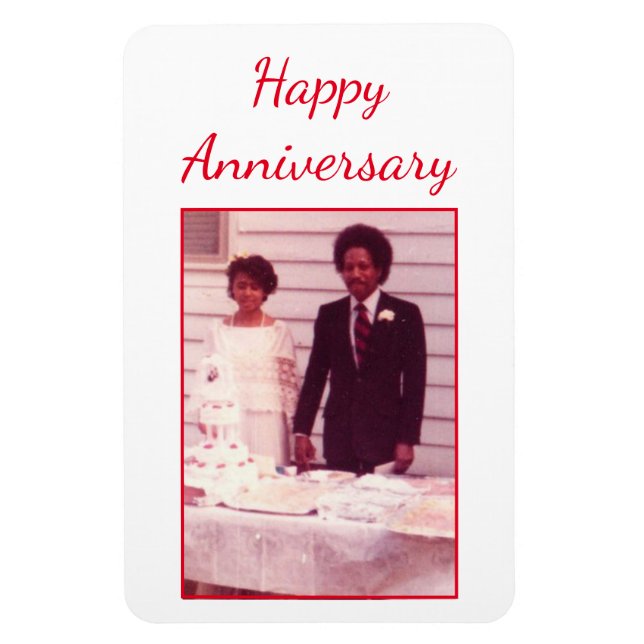 Magnet Flexible Photo Anniversaire rouge et blanc (Vertical)