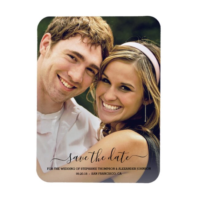 Magnet Flexible Photo Black Pretty Hand Lettering Enregistrer la d (Vertical)