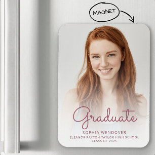 Magnet Flexible Photo Burgundy Script Grad Faire-part 2025