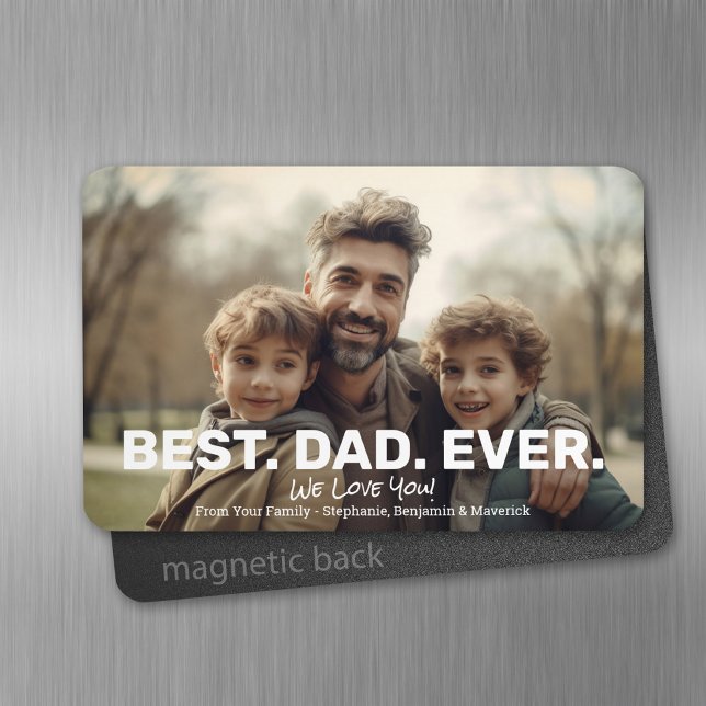 Magnet Flexible Photo complète avec Best Papa Ever - Salutation Wh (Personalized fridge magnet - add photos and text)
