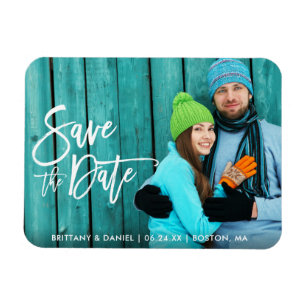 Magnet Flexible Photo Couple Enregistrer La Date Moderne Brosse Sc