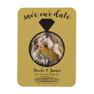 Magnet Flexible Photo de bague de mariage en or Save the Date