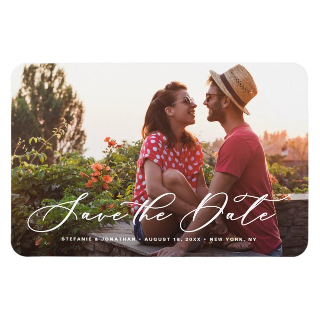 Magnet Flexible Photo de calligraphie blanc Whimsical Enregistrer  (Horizontal)