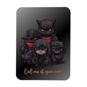 Magnet Flexible Photo de chat gangster aimanté   Attrape-moi si tu