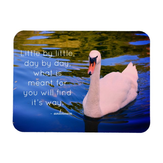 Magnet Flexible Photo de cygne blanc avec citation motivationnelle (Horizontal)