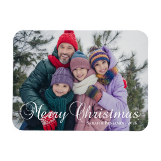 Magnet Flexible Photo de famille à la calligraphie de Joyeux Noël