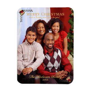 Magnet Flexible Photo de famille vintage Joyeux Noël Carte de vœux