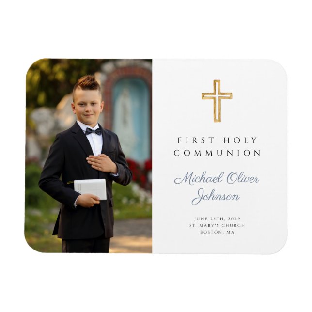 Magnet Flexible Photo de garçon de la Première Sainte Communion mo (Horizontal)