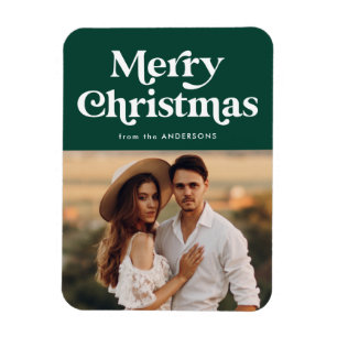 Magnet Flexible Photo de Joyeux Noël en typographie rétro verte