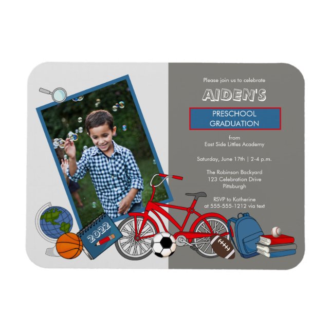 Magnet Flexible Photo de l'école maternelle Boy Graduation Party I (Horizontal)
