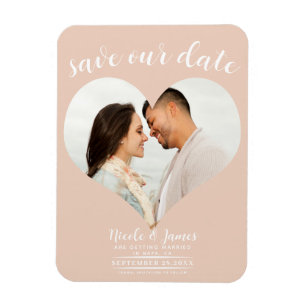Magnet Flexible Photo de mariage coeur pêche Enregistrez la date