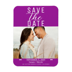 Magnet Flexible Photo de mariage moderne Fuchsia pour annoncer la 