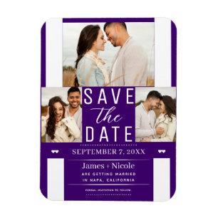 Magnet Flexible Photo de mariage moderne indigo violet pour annonc