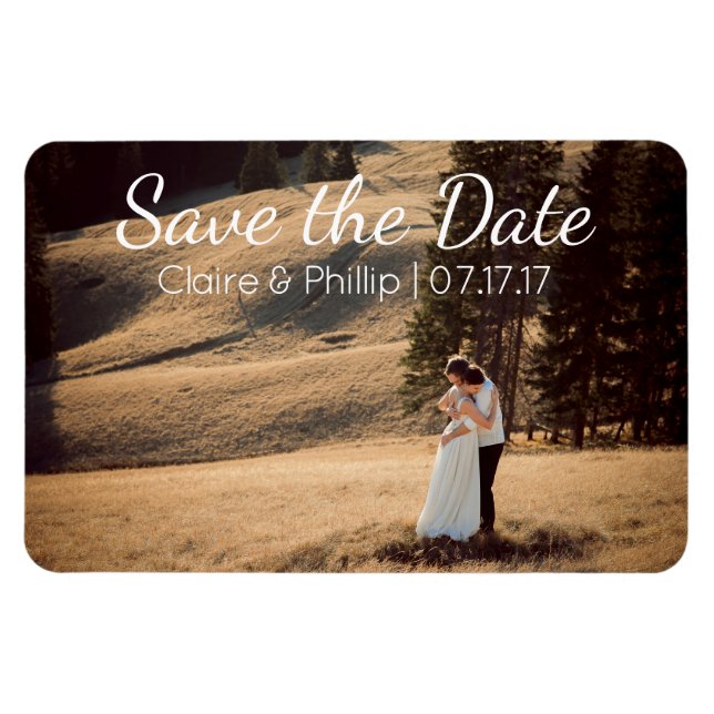 Magnet Flexible Photo de mariage personnalisée | Enregistrer la da (Horizontal)