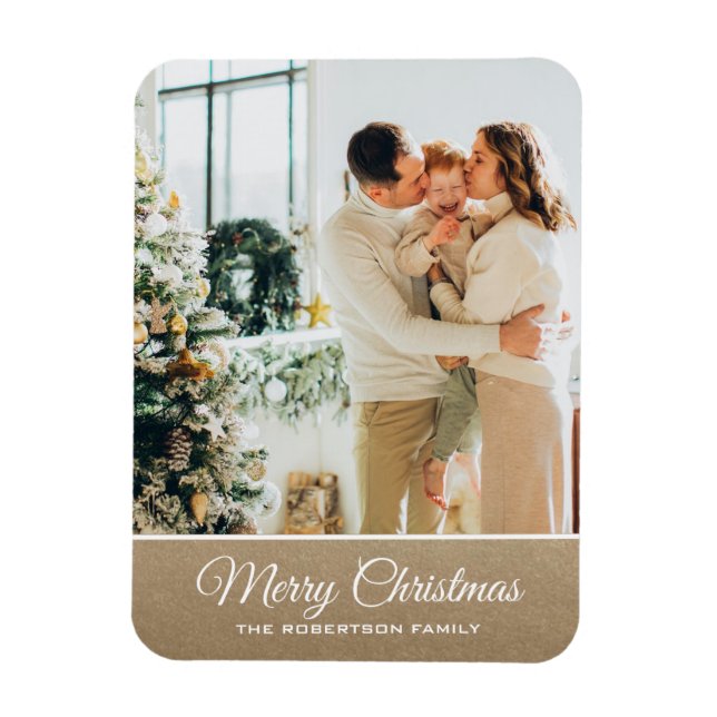 Magnet Flexible Photo de Noël personnalisée classique or brillant (Vertical)