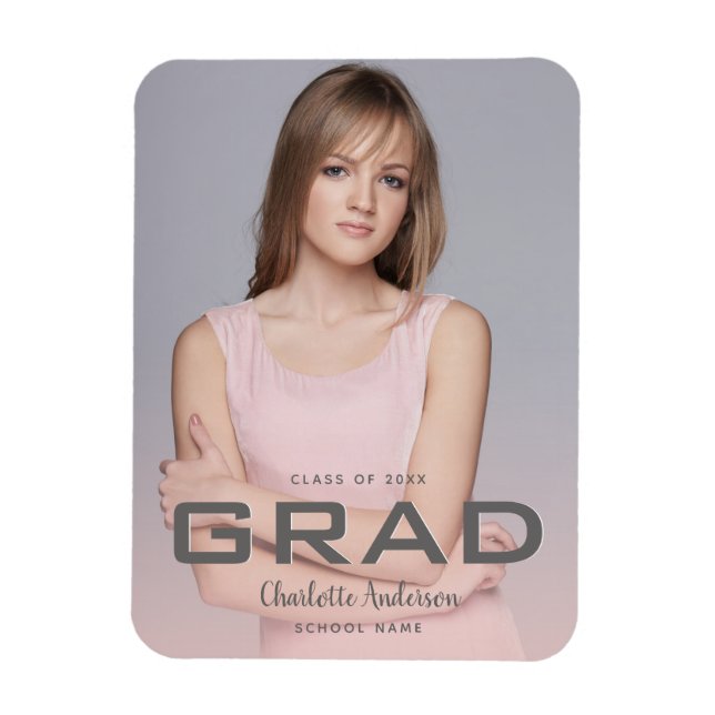 Magnet Flexible Photo de remise de diplôme rose gold moderne (Vertical)