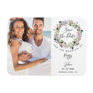 Magnet Flexible Photo de Save the Date Élégante Guirlande Florale