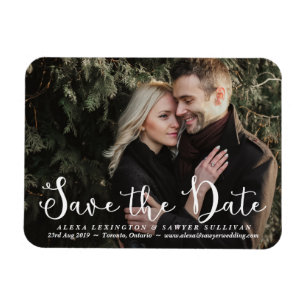 Magnet Flexible Photo de script romantique blanc Enregistrer l'aim