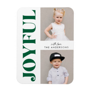 Magnet Flexible Photo de vacances de Noël vert joyeux moderne