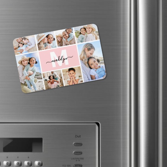 Magnet Flexible Photo en collage avec monogramme (Photo Collage Monogram Picture Magnet)