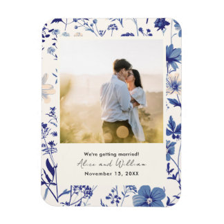 Magnet Flexible Photo Indigo Blue Fleur sauvage Save the Date Magn