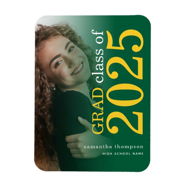 Magnet Flexible Photo Jaune Vert 2023 Faire-part de graduation (Vertical)