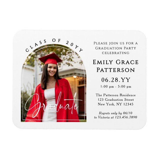 Magnet Flexible Photo Modern Arch Graduate Script Graduate Party (Horizontal)