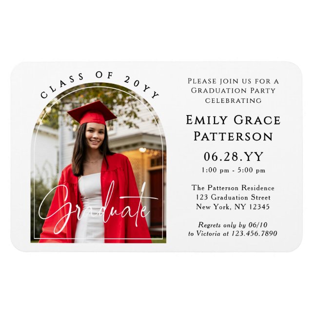 Magnet Flexible Photo Modern Arch Graduate Script Graduate Party (Horizontal)