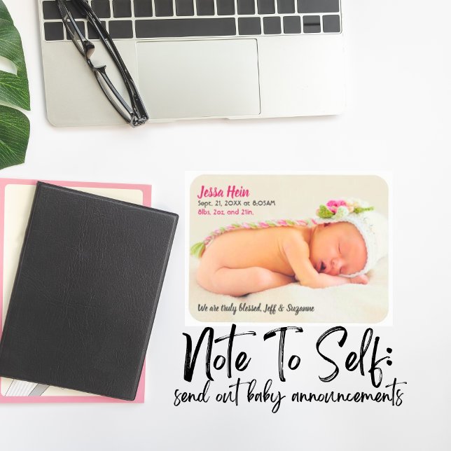 Magnet Flexible Photo moderne Baby Fille Nom de naissance Statisti (Baby Photo Birth Announcement Magnets)