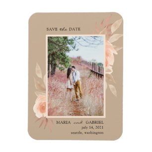 Magnet Flexible Photo moderne dans cadre beige. Fleur rose pâle