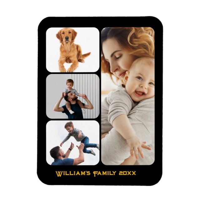 Magnet Flexible Photo personnalisée 4 Photo Collage noir Mur acryl (Vertical)