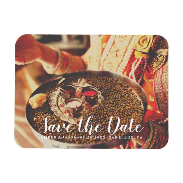 Magnet Flexible photo personnalisée Mariage indien enregistrer la  (Horizontal)