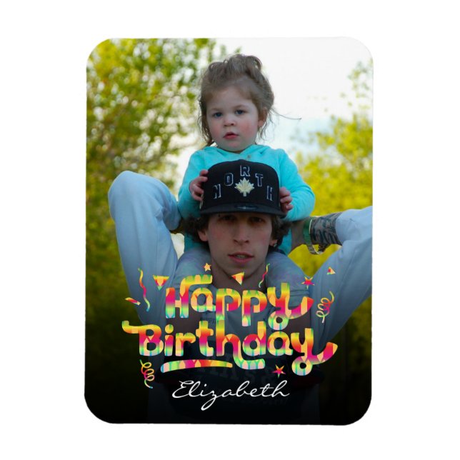 Magnet Flexible Photo personnalisée + Nom Coloré Anniversaire Gard (Vertical)