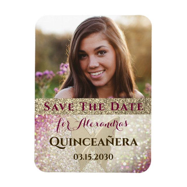 Magnet Flexible Photo Quinceanera Anniversaire Enregistrer La Date (Vertical)