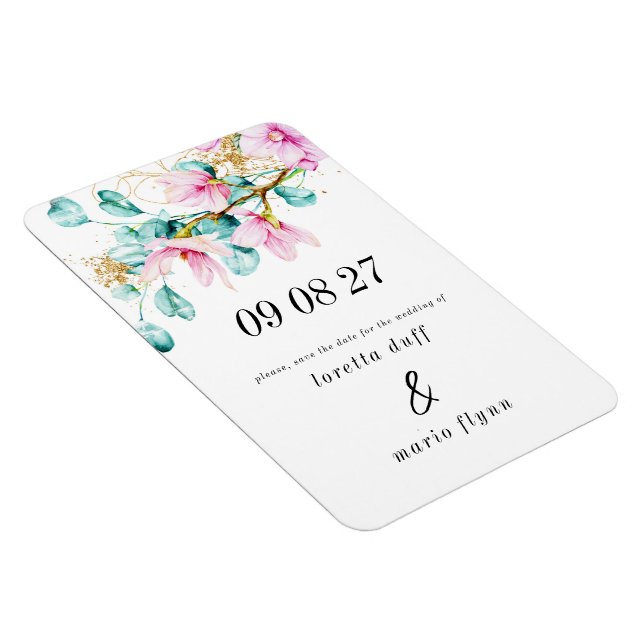 Magnet Flexible Photo rose florale Enregistrer la date (Côté Droit)