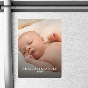 Magnet Flexible Photo simple de bébé nouveau-né texte personnalisé