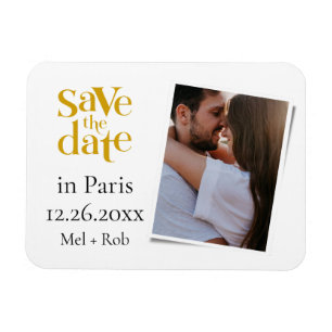 Magnet Flexible Photo Unique Moderne Paris Gold Enregistrer La Dat