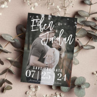Photo Wedding Enregistrer l'aimant Date | Faux Vel