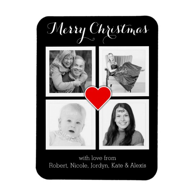 Magnet Flexible Photos de famille personnalisées Joyeux Noël (Vertical)