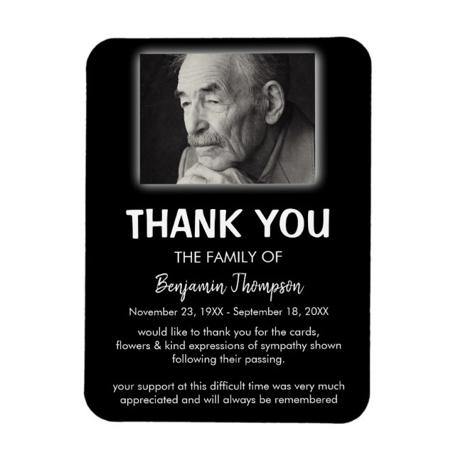 Magnet Flexible PhotoThank You Funeral Favor (Vertical)