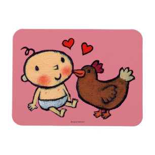 Magnet Flexible Picotin Brown mignon de poulet sur la joue pour le