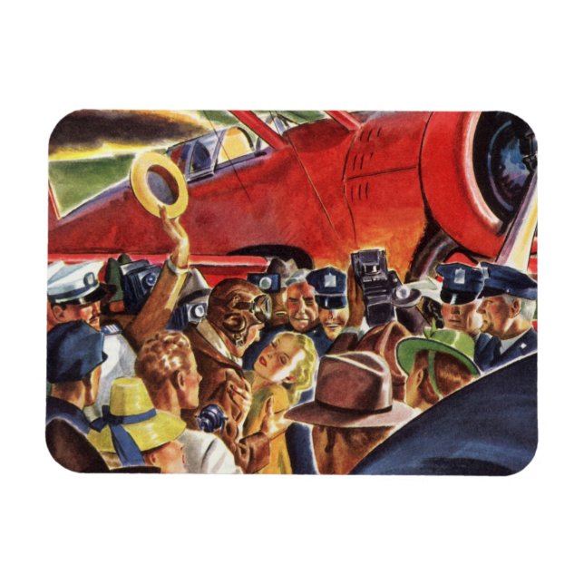 Magnet Flexible Pilote d'avion à une seule hélice vintage avec Pap (Horizontal)