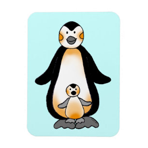 Magnet Flexible Pingouin de maman/papa et de bébé, baby shower