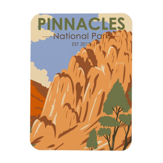 Magnet Flexible Pinnacles National Park Californie Vintage (Vertical)