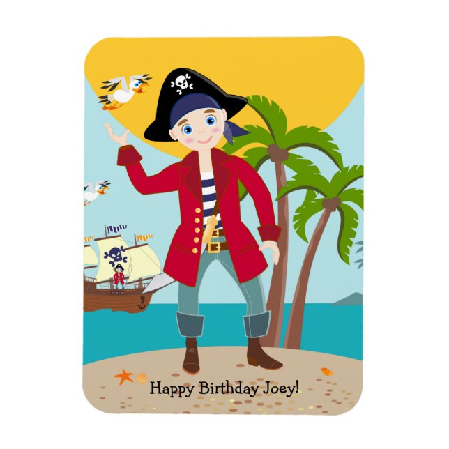 Magnet Flexible Pirate kid birthday (Vertical)